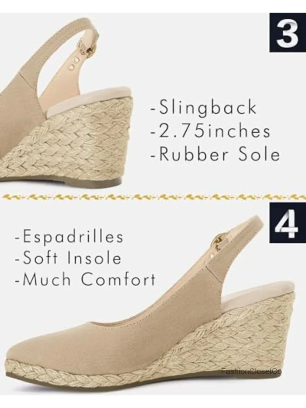 Canvas Espadrille Wedge Sandals Closed Toe Slingback Buckle